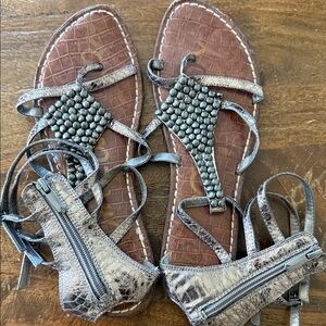 Sam Edelman studded stappy sandal gun mental gray
